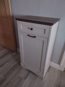 Brand new Ashley wood organizer 38x21x14 Heavy duty. Perfect for tall trash can.