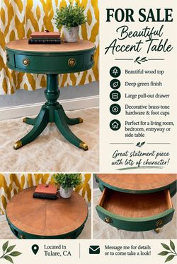 Round Accent Table with Drawer