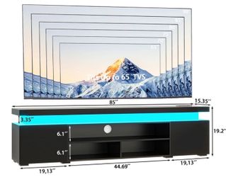 72” Modern TV Stand w/ LED Light & Power Outlet