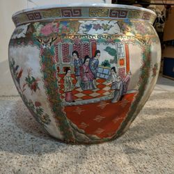 Mid-century Chinese Painted Porcelain Fish Bowl 