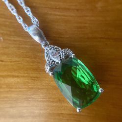 Stauer  Sterling Silver Spirit Lake Helenite Emerald Necklace