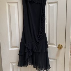 Nina Austin Black Dress- Shirred Side-   Size S