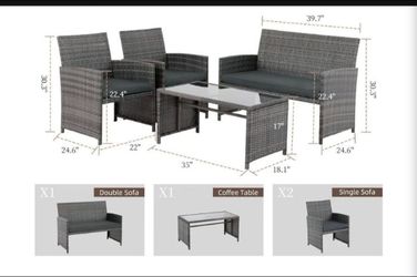 4 pc Rattan Wicker Outdoor Patio Set Brand New