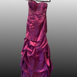 Jump Apparel Prom Dress Size 1/2 Purple/Plum Sequin Beaded Ruched Gown