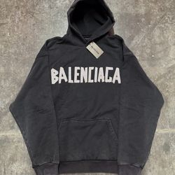 Balenciaga Tape Type Hoodie “Black Faded” 