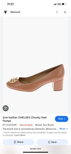 Tory Burch Chelsea 50mm Soft Nappa Leather Pump Shoes Size: 5.5 Tan/beige