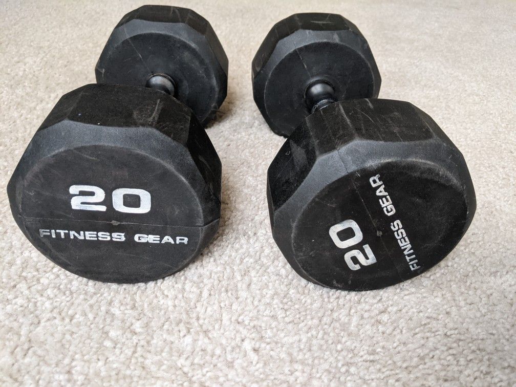 Pair Of 20 Lb Rubber Dumbbells