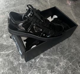 Prada Men's Downtown Patent Leather Low-Top Sneakers