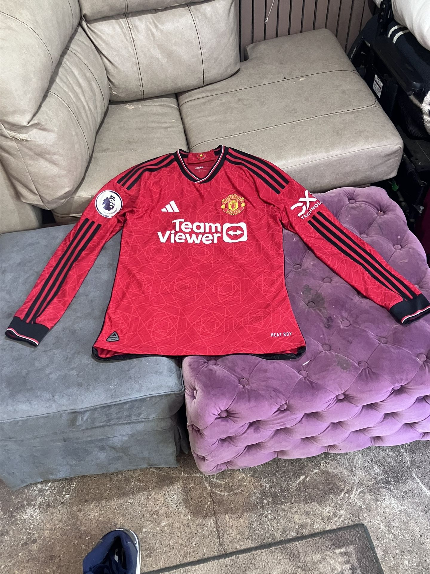 Adidas Manchester United Authentic Home Long Sleeve Jersey