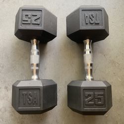 Pair TSA 25# Dumbbells $49