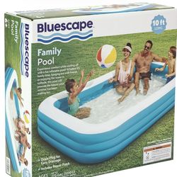 Bluescape Blue 10 ft Family Inflatable Swimming Pool, Round, Age 6 & up, Unisex