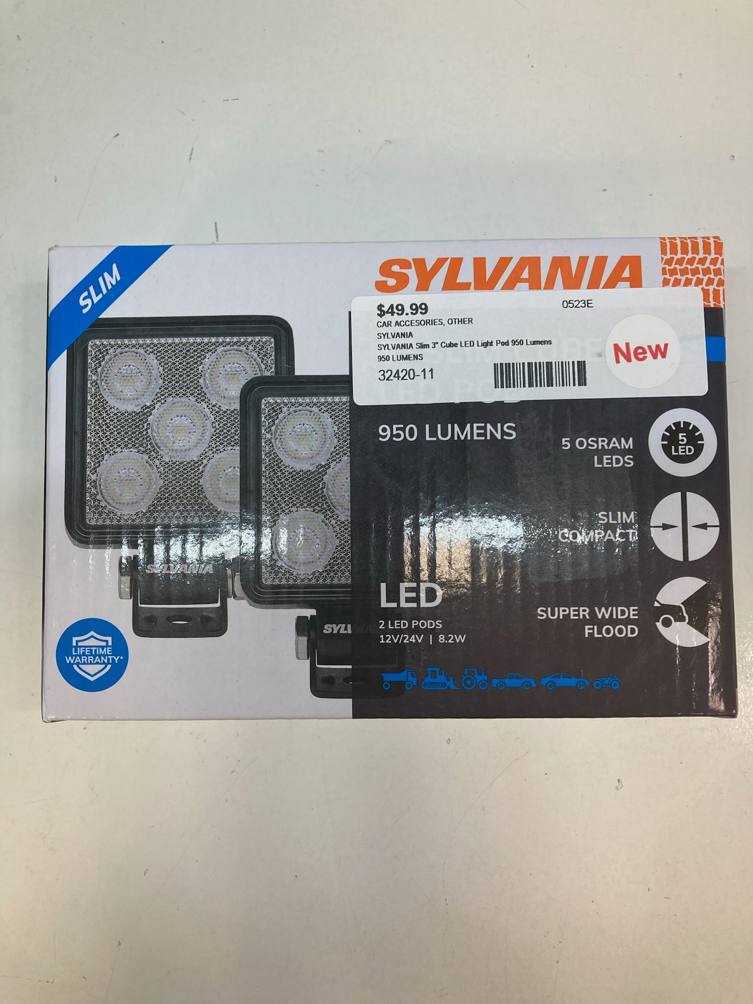 SYLVANIA Slim 3” Cube LED Light Pod 950 Lumens