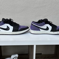 Size 10.5 Nike Air jordan 1 Dunk lows “Court Purple” colorway