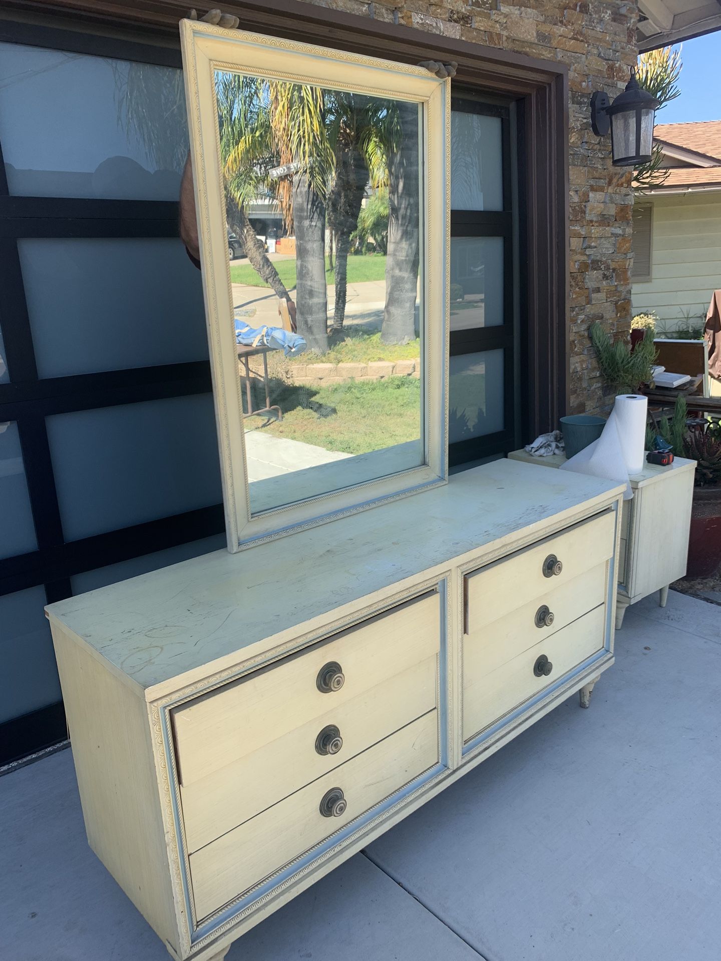Mid-Century Basset Long Dresser And Mirror