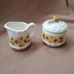 Ceramic Sugar Bowl And Creamer