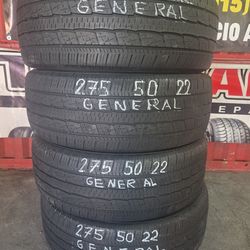275 50 22 SET 4 LLANTAS GENERAL INSTALADAS.