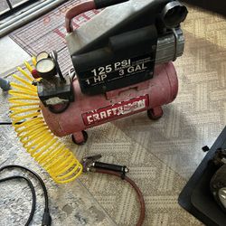 3 Gal Air Compressor With NEW Air Hose And Attachments