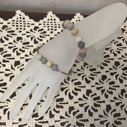 Wire Wrapped Bangle Glass Bead Bracelet & Glass Bead Stretch Bracelet Set/Lot