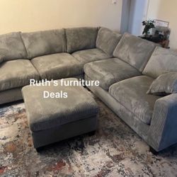 Beautiful 4-Pc Corduroy Sectional Sofa Set