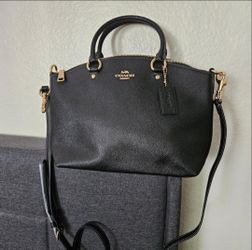 Coach Black Leather Satchel with Crossbody Strap