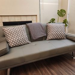 Futon Sofa Bed With Throw And Pillows