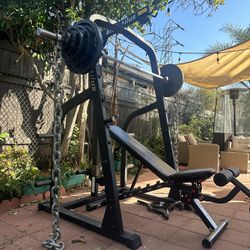 GYM EQUIPMENT OLYMPIC SQUAT RACK WITH WEIGHTS 
