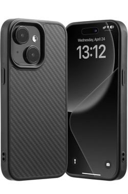 Aramid Fiber Case for iPhone 15 Plus / 14 Plus | Slim Carbon Fiber Style | Black
