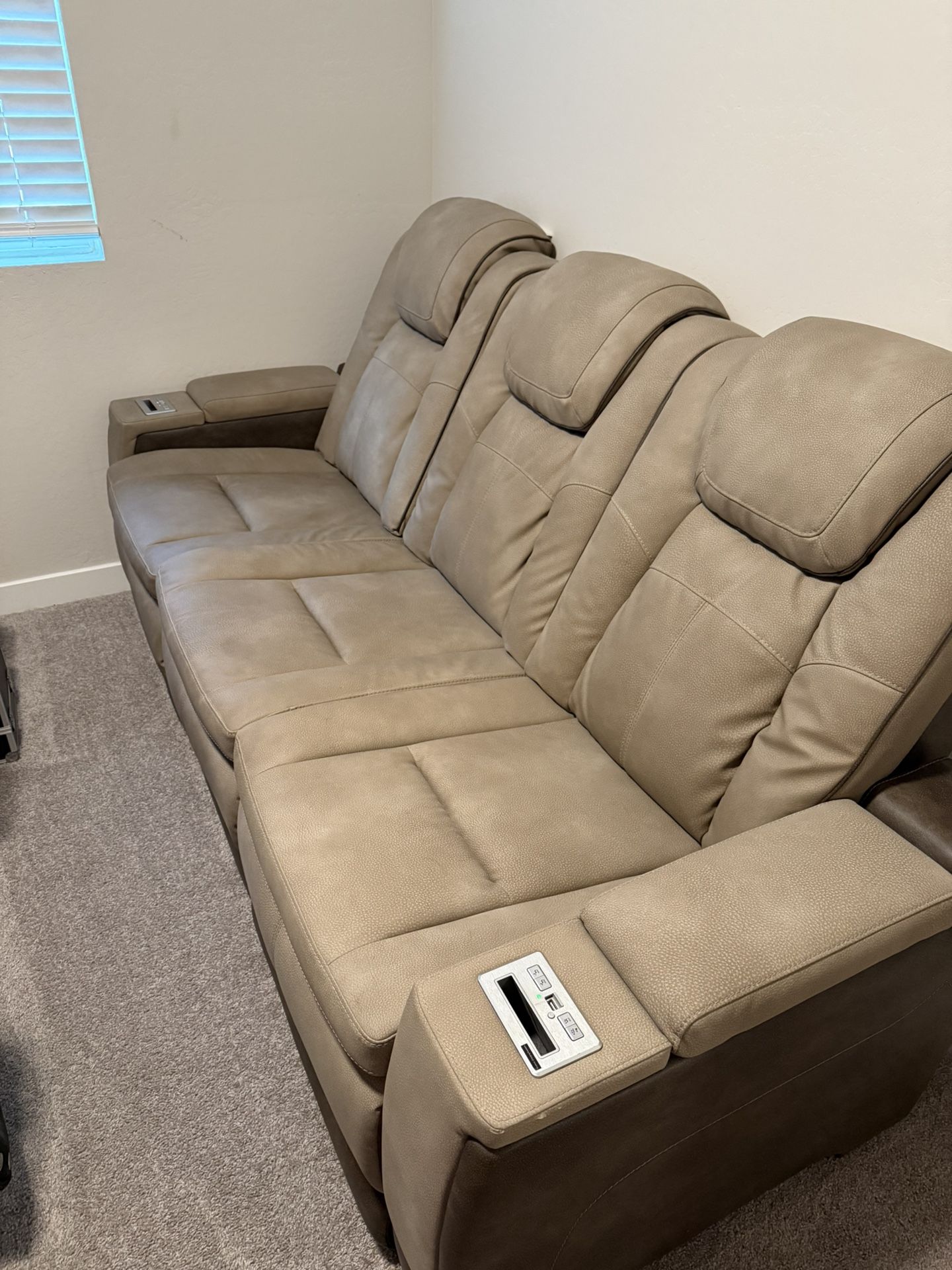Ashley Furniture Leather Power Recliner Sofa