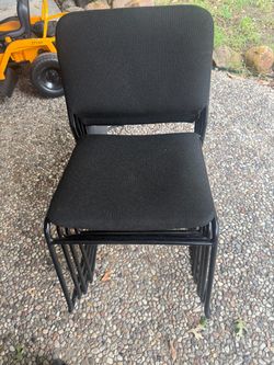 Black Fabric Stackable Chairs – Set of 4