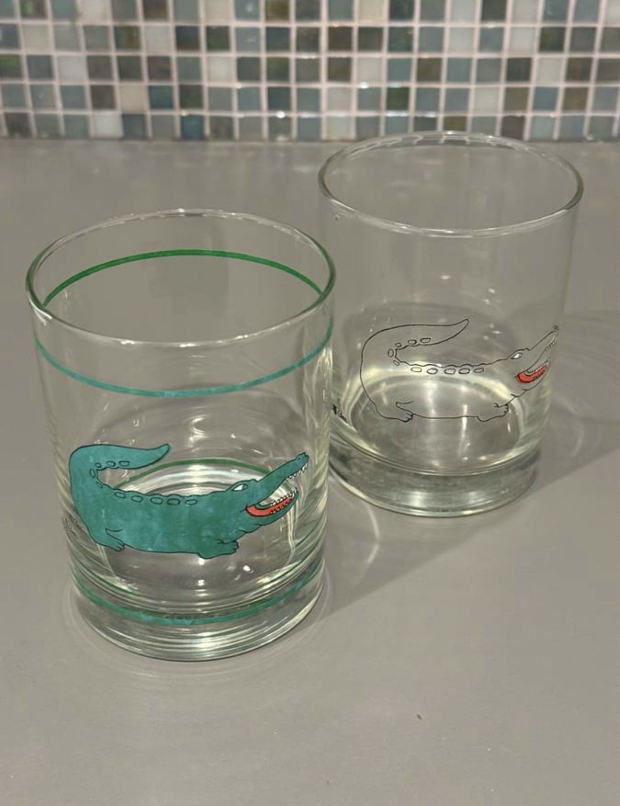Vintage Cera Cora MCM Glass Alligator Glasses Rare 1960s Vintage Barware READ!!!
