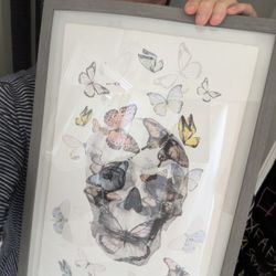 Skull Art W Butterflies 
