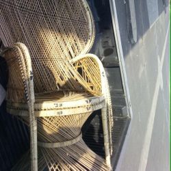 Vintage Peacock Chair  51/2 Feet Tall And Wicker Spool