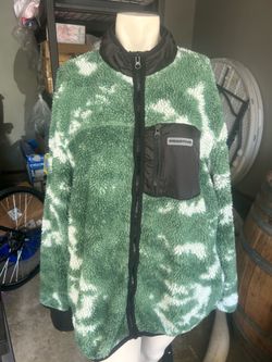 Primitive Sherpa Vermont Fleece Full Zip Jacket Green Adult size large as is