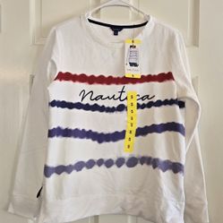 New Women's Nautica Size Small White Long Sleeved Sweater Crew Neck Sweatshirt Ladies