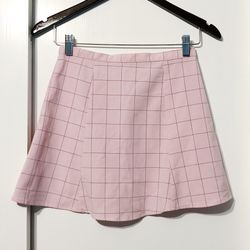 American Apparel Pastel Pink Grid Pattern Circle Skirt SMALL