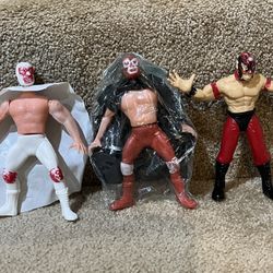 WWE WCW lot of 3 Wrestling figures Lucha libre Rey Mysterio Vintage masked