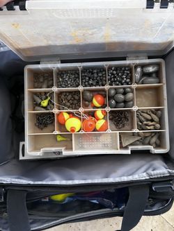 Fishing Tackle Bag with Tackle Box and Assorted Gear