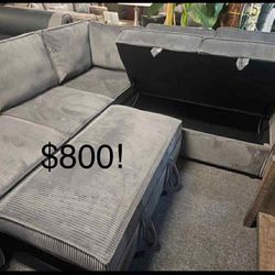 New Sleeper Sectional Couch With Storage / Free Delivery 