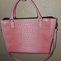Pink Crocodile Print Bag