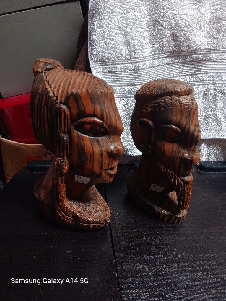 Wooden Statues Female And Male 