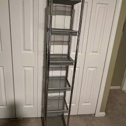 6 Tier Silver Metal Shelving Unit Tower