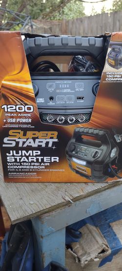Super Start 1200A Jump Starter w/ 120PSI Air Compressor + USB Power SS51200 NEW