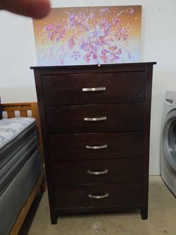 Dark Brown 5-Drawer Tall Dresser