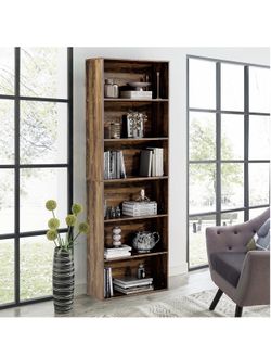 71" Tall 6-Tier Bookshelf, Large Open Display Bookcase with Ample Storage, Floor Standing Book Shelf for Living Room, Home Office, Bed Room, Brown bra
