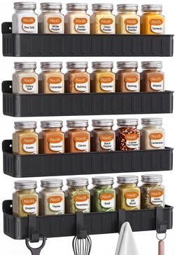 Wall-Mounted Spice Rack Set of 4