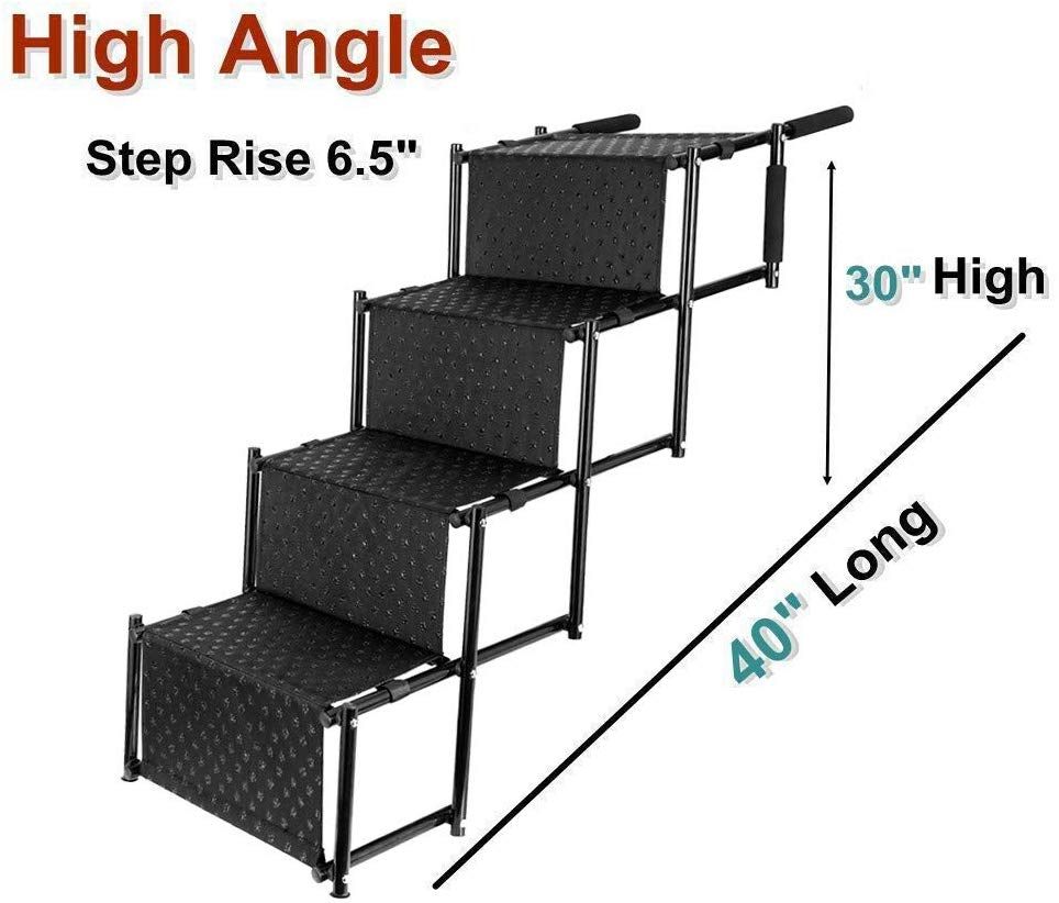 Flightbird Pet Ramp Dog Car Step Stairs, Supports 100 lb,