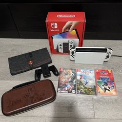 Nintendo Switch OLED Bundle 3 New Sealed Games + Cases 