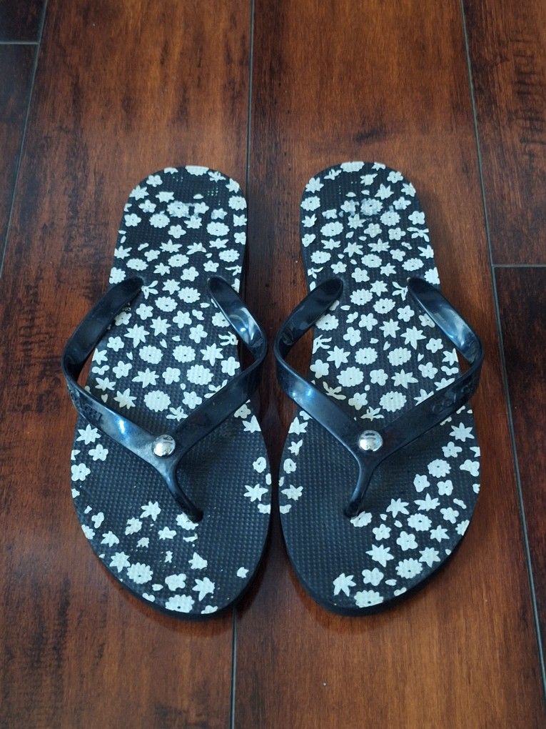 Coach Black and White Floral Women's Sandals Size 7