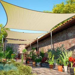 New In Box $20 Each 12x12 Feet Square Outdoor Patio Sun Sail Shade Sand Or Beige Color With 4 Hanging Ropes 