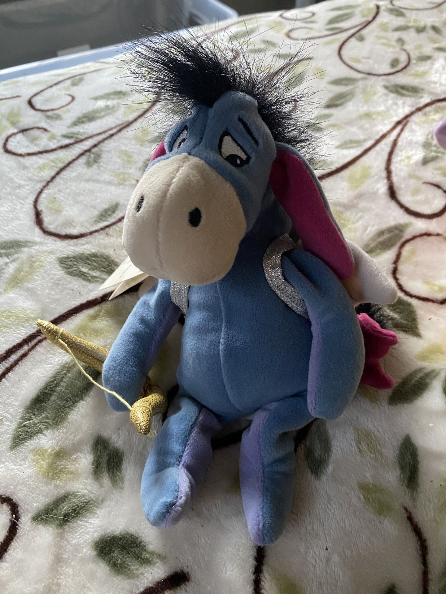 Walt Disney Company Cupid Eeyore Beanie Plush Valentine Bow Stuffed Animal